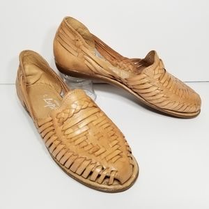 Artesania Lupita Huarache Tan Leather Women's Flat Sandal Size 23 MX / 6 US